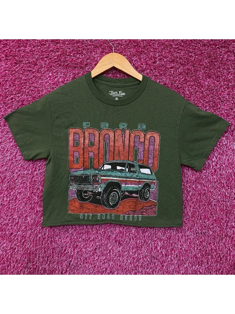 Junk Food Clothing Ford Bronco Off Road Ready Flea Market Women's Crop Tee XS
